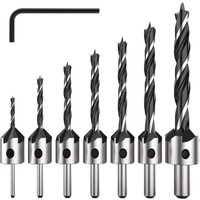 Ugreat - 7-teiliges HSS-Senkbohrer-Set mit 5 Nuten, Holzschrauben-Fasenbit für Schrauben unterschiedlicher Länge durch einfaches Lösen und erneutes von UGREAT