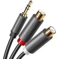 Ugreen - Audioadapter Klinke 3,5 mm Stecker auf 2 x rca Buchse Kabel 0,25 m grau von UGREEN