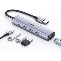 Multifunktionaler HUB-Adapter-Splitter USB 3.0 - 3x USB Ethernet RJ-45 USB-C PD grau Multifunktionaler HUB-Adapter-Splitter USB 3.0 - 3x USB Ethernet RJ-45 USB-C PD grau von UGREEN