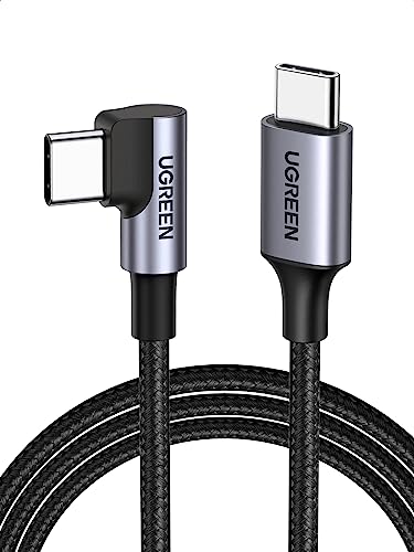 UGREEN 60W USB C Kabel auf USB C Winkel PD 3.0 PPS USB C Ladekabel 90 Grad kompatibel mit iPhone 15 Pro Max, Galaxy S24 S23 S22 A54 Pixel 7 iPad Pro 12.9 iPad Mini 6/Air 5 Steam Deck usw. (0.5m) von UGREEN