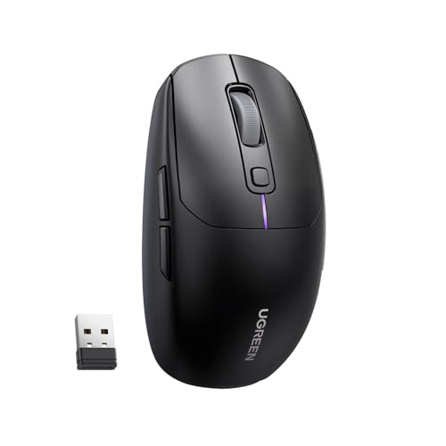 UGREEN Bluetooth Maus Wiederaufladbare RGB Maus Kabellos mit 5K DPI Sensor, 6 Programmierbare Tasten, Ultraleicht, USB kabellose Maus PC kompatibel mit Laptop Computer Windows 11 macOS Linux(Schwarz) von UGREEN