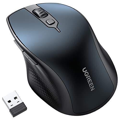 UGREEN Bluetooth Maus kabellos (BT 5.0 + 2.4G), 4000 DPI, 18 Monate Akkulaufzeit, Ergonomische Maus für Computer Laptop Tablet Handy, PC Maus kompatibel mit Windows macOS Android iOS Linux (Blau) von UGREEN