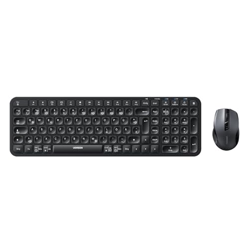 UGREEN Bluetooth Tastatur Maus Set kabellos (Bluetooth 5.0+2.4G) mit Shortcut-Tasten, Funktastatur mit Maus 4000 DPI für Windows/macOS/Linux/Android-Deutsches Layout von UGREEN