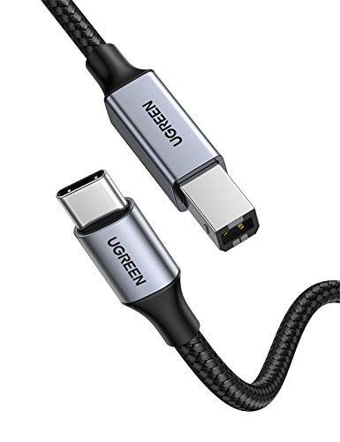 UGREEN USB C Druckerkabel USB B auf USB C Kabel Scannerkabel mit Nylonkabel und Aluminiumstecker kompatibel mit iPhone 15 Serie MacBook Matebook Canon Epson Drucker DAC MIDI Tastatur usw (1m) von UGREEN