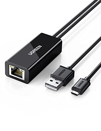 UGREEN Ethernet Adapter für Chromecast und TV Stick Micro USB auf RJ45 LAN Netzwerkadapter mit USB 2.0 Netzkabel für Stromversorgung von UGREEN