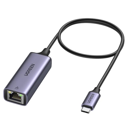 UGREEN Ethernet Gigabit Adapter, Thunderbolt USB C auf RJ45 Netzwerk LAN 1Gbps Kompatibel mit MacBook Pro/Air M2 M1 Chromebook XPS Surface iPad Pro Air Galaxy Tab S8 S24 Ultra, S23 Ultra (Grau,50cm) von UGREEN