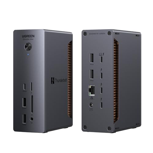 UGREEN Revodok Max 2131 Thunderbolt 5 Dock 120Gbps mit 3*TBT5 (Single 8K@60Hz max. & Dual Display 6K@60Hz max.), 13-in-1 Docking Station 140W Aufladen für Laptop, 2.5Gbps Ethernet, SD 4.0, 3.5mm Aux von UGREEN