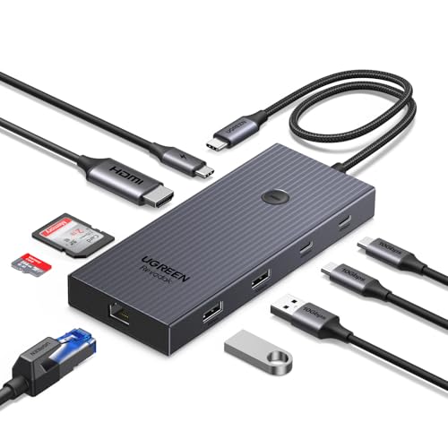 UGREEN Revodok Pro 9 in 1 USB C Hub, 10Gbps USB C Adapter mit 4K HDMI, Gigabit Ethernet, USB C und 2 USB A 10Gbps Datenports, SD/TF Kartenleser, PD 100W Kompatibel mit MacBook, Surface, iPad Pro usw. von UGREEN