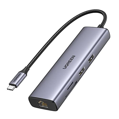 UGREEN USB C Hub 7 in 1 Docking Station mit 4K 30Hz HDMI, PD100W, 5Gbps USB 3.0 Anschlüssen, SD/TF Kartensteckplätzen und 1Gbps Ethernet für iPhone 15/15Pro, MacBook Pro, iPad Air, Surface, Rog Ally von UGREEN