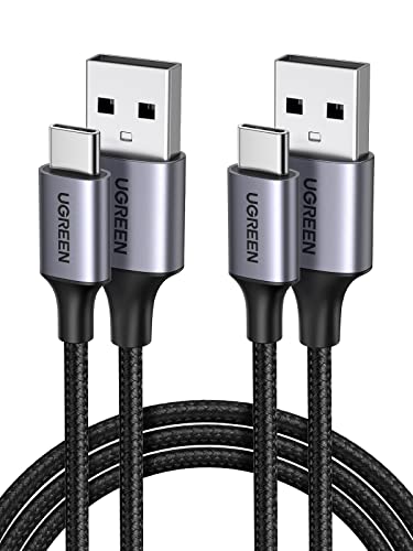 UGREEN USB C Kabel 2 Stück USB auf USB C Kabel Nylon Geflochten USB C Ladekabel kompatibel mit S24 Ultra S24+ S24 S23 S22 S10 A73 A72 A53 Huawei P60 Lite iPhone 15 Pro 15 Pro Max(2M) von UGREEN