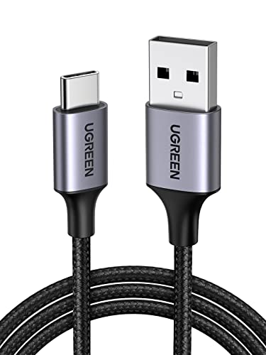 UGREEN USB C Ladekabel Nylon geflochtenes USB auf USB C Kabel Schnellladekabel kompatibel mit Galaxy S24 S24+ S23 S22 S21 A73 A72 A53 Huawei P30 Lite Redmi 10 iPhone 15 Pro 15 Pro Max(1M) von UGREEN