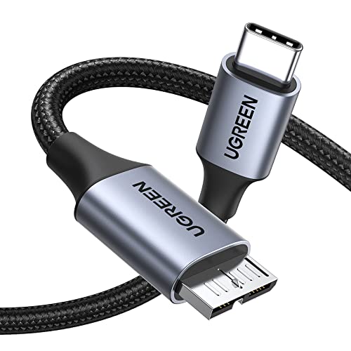 UGREEN 10 Gbps Micro B auf USB C Kabel Nylon USB Typ C 3.1 Kabel Externe Festplatte Kompatibel mit USB 3.0 Festplattengehäuse (1M) von UGREEN