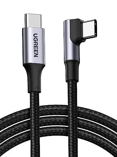 UGREEN 100W USB C auf USB C Kabel Winkel PD 3.0 PPS Ladekabel USB C 90 Grad kompatibel iPhone 16 Pro Max, iPhone 15, Galaxy S24 Ultra A55, M3 MacBook/Air iPad/Air 2024 Steam Deck usw. (0.5M) von UGREEN