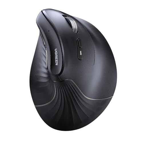 UGREEN Vertikale Bluetooth Maus kabellos (BT 5.0+2.4G) Ergonomische Maus mit 6 Tasten, 1000/16000/2000/4000 DPI, Vorbeugung gegen Mausarm, Vertical Mouse Kompatibel mit PC/Laptop/Tablet/Handy von UGREEN