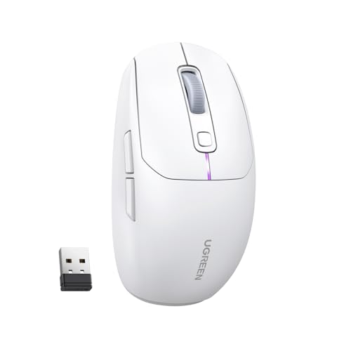 UGREEN Bluetooth Maus Wiederaufladbare RGB Kabellos Mit 5K DPI Sensor, 6 Programmierbare Tasten, Ultraleicht, USB Kompatibel Mit Laptop Computer Windows 11 MacOS Linux (Weiß) UGREEN Bluetooth Maus Wiederaufladbare RGB Kabellos Mit 5K DPI Sensor, 6 Programmierbare Tasten, Ultraleicht, USB Kompatibel Mit Laptop Computer Windows 11 MacOS Linux (Weiß) von UGREEN