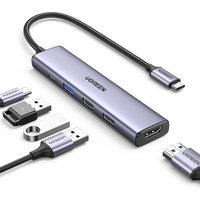 Multifunktions-HUB-Adapter USB-A HDMI USB-C grau von UGREEN