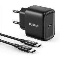 Ugreen - usb Reiseladegerät Typ c 25W Power Delivery + usb Kabel Typ c 2M Handy-Ladegerät schwarz von UGREEN