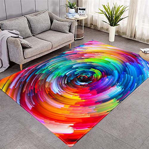 Teppich Wohnzimmer Farbe Kurzflor Teppich fürs Kinderzimmer Schlafzimmer Büro Arbeitszimmer Flur Kunst Waschbar Teppich Antirutschunterlage 120x170cm von UGSONSJ