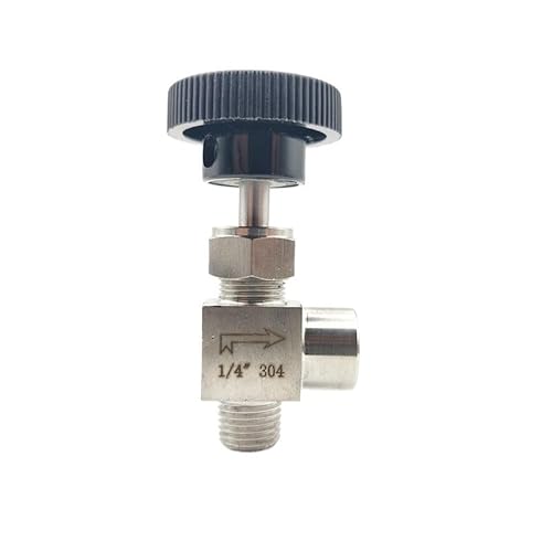 1 Stück 304 SS Nadel-Magnetventil – rechtwinkliger Kugelhahn, Außen- auf Innengewinde, Größen 1/8 Zoll bis 1/2 Zoll for Wasser, Öl(1/4In) von UGUGU
