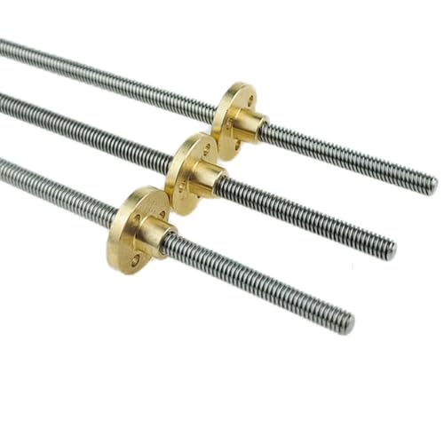 1 Stück T5 Miniatur-Leitspindel, 1 mm Steigung, 4 mm Steigung, 304ss Trapezgewindespindel for 3D-Drucker – inklusive Kupfermutter(550mm) von UGUGU