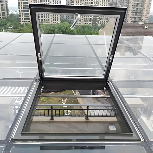 1 Stück anpassbare Dachfenster-Zugangsluke – Aluminiumlegierung und gehärtetes Glas for Dachböden, Wintergärten und Keller(60x65cm) von UGUGU