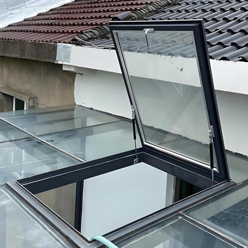 1 graues Dachfenster – Zugangsluke aus Aluminiumlegierung und gehärtetem Glas for Dachboden, Keller und Schuppen(75x70cm) von UGUGU