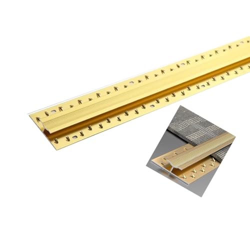 Langlebige Bodenübergangsleiste aus Aluminium – Rutschfeste Übergangsleiste von Teppich zu Fliesen for den Einsatz im Büro, Hotel und zu Hause(Gold,L1.5m/4.9ft) von UGUGU