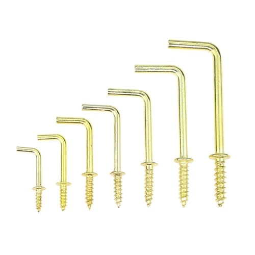 Messingbeschichteter L-förmiger rechtwinkliger Schraubhakensatz – 1/2" bis 1-1/2" quadratisch gebogene Haken for einfache Aufhängelösungen(1 1-2 in 20pcs) von UGUGU