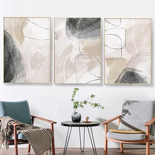 UGZDEA Abstrakt Leinwand Poster 3er Set, Moderne Geometrie Formen Leinwand Bilder Wohnzimmer Schlafzimmer Deko Bild-Ohne Rahmen (3x20x30cm,B) von UGZDEA