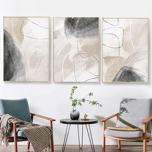 UGZDEA Abstrakt Leinwand Poster 3er Set, Moderne Geometrie Formen Leinwand Bilder Wohnzimmer Schlafzimmer Deko Bild-Ohne Rahmen (3x60x90cm,B) von UGZDEA