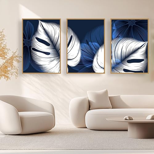 UGZDEA Abstrakte Leinwand Poster, Moderne Schwarz Gold Pflanzenblätter Kunstposter Nordischen Wohnzimmer Schlafzimmer Deko Bild-Ohne Rahmen (3x70x100cm, B) von UGZDEA