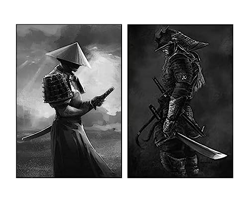 UGZDEA Japanese Leinwand Bilder 2er Set, Samurai Art Portrait Poster Canvas Painting Dekoration Poster - No Framed (No Framed-2,2 * 50x70cm) von UGZDEA