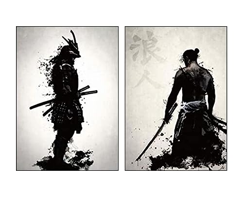 UGZDEA Japanese Leinwand Bilder 2er Set, Samurai Art Portrait Poster Canvas Painting Dekoration Poster - No Framed (No Framed-7,2 * 70x100cm) von UGZDEA