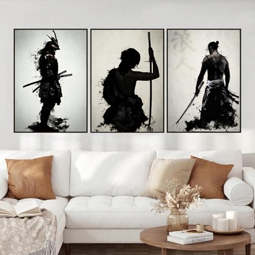 UGZDEA Japanese Samurai Leinwand Bilder, Japanese Bushido Art Portrait Poster Modern Dekoration Poster Malerei-Ohne Rahmen(B,3x50x70cm) von UGZDEA