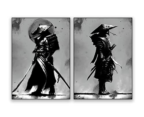 UGZDEA Japanese Samurai Leinwand Bilder, Japanese Bushido Art Portrait Poster Modern Wohnzimmer Schlafzimmer Dekoration Poster Malerei-No Framed (No Framed-3, 2 * 20x30cm) von UGZDEA