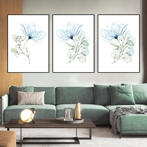 UGZDEA Leinwand Poster 3er Set, Moderne Triptychon Aquarellgrünpflanzen Plakate Druckmalerei Pflanzenblätter Wohnzimmer Schlafzimmer Deko Bild-Ohne Rahmen(G,3x60x90cm) von UGZDEA