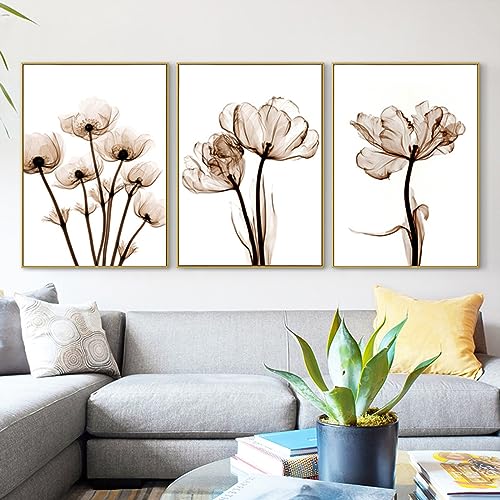 UGZDEA Nordic Blumen Leinwand Poster, Moderne Abstrakte blumenbild Pflanze Kunstposter 3er Set Wanddeko Bilder Set für Wohnzimmer Schlafzimmer-Ohne Rahmen (3x50x70cm, C) von UGZDEA