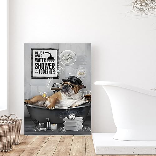 UGZDEA Tier in der Badewanne Leinwand Bilder, Schwarz Weiß Bär Elefant Kuh Alpaka Badezimmer Poster Home Decor-ohne Rahmen (A-4, 20x30cm) von UGZDEA