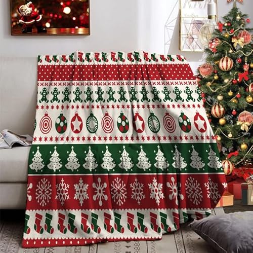 Weihnachts Kuscheldecke 130x150cm, Sofa Decke Weihnachten, Weiche Warme Winter Fleecedecke Weihnachten für Erwachsene und Kinder (130x150cm, A) von UGZDEA