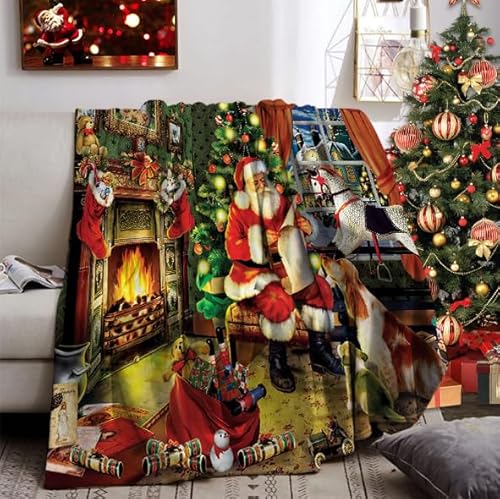 Weihnachts Kuscheldecke 150x200cm, Sofa Decke Weihnachten, Weiche Warme Winter Fleecedecke Weihnachten für Erwachsene und Kinder (150x200cm, B) von UGZDEA