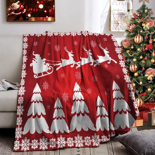 Weihnachts Kuscheldecke 130x150cm, Sofa Decke Weihnachten, Weiche Warme Winter Fleecedecke Weihnachten für Erwachsene und Kinder (D, 130x150cm) von UGZDEA