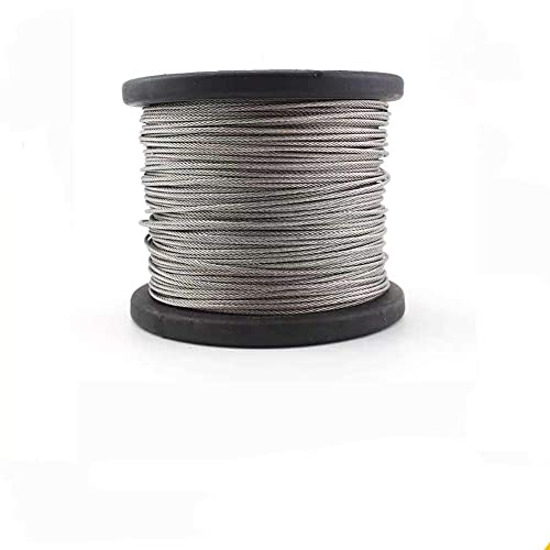 Edelstahl-Kabel, 304 Edelstahl-Drahtseil-Kabel 7x7 Struktur 164ft Länge Mehrere Größen(Dia0.12"Length164ft) von UGZPWQLNX