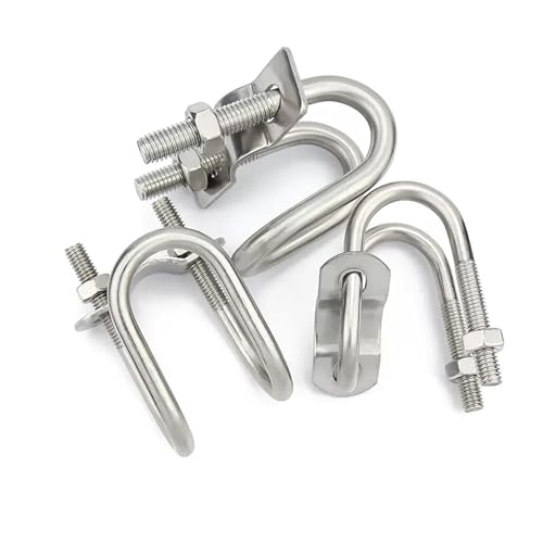 Edelstahl Schrauben, U-förmige Rohrschnalle aus Edelstahl 304, silberfarben, mehrere Größen, mit Muttern und Schienen(1set M8x60x32) von UGZPWQLNX