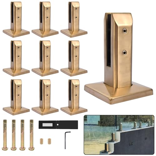 Edelstahl aus Glas, 304 Edelstahl Glas Zapfen Klemme for Pool Balkon Garten Deck Multicolor 4 PCS(Gold,10 PCS) von UGZPWQLNX