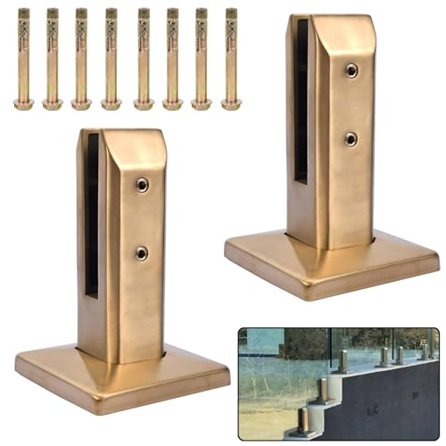 Edelstahl aus Glas, 304 Edelstahl Glas Zapfen Klemme for Pool Balkon Garten Deck Multicolor 4 PCS(Gold,2 PCS) von UGZPWQLNX