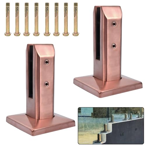 Edelstahl aus Glas, 304 Edelstahl Glas Zapfen Klemme for Pool Balkon Garten Deck Multicolor 4 PCS(Rose Gold,2 PCS) von UGZPWQLNX