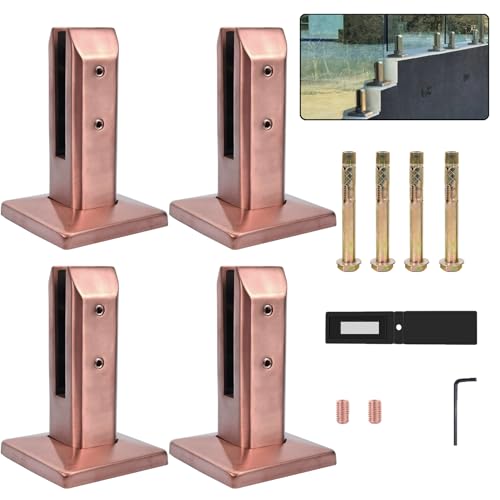 Edelstahl aus Glas, 304 Edelstahl Glas Zapfen Klemme for Pool Balkon Garten Deck Multicolor 4 PCS(Rose Gold,4 PCS) von UGZPWQLNX