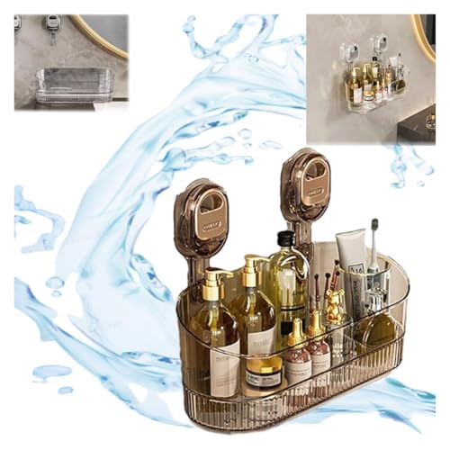 UGZPWQLNX Dusche-Tank Saugstoff, Badezimmer-Aufbewahrungsbox mit Saugnapf ohne Bohren, Mehrfarbig(Bruin) von UGZPWQLNX