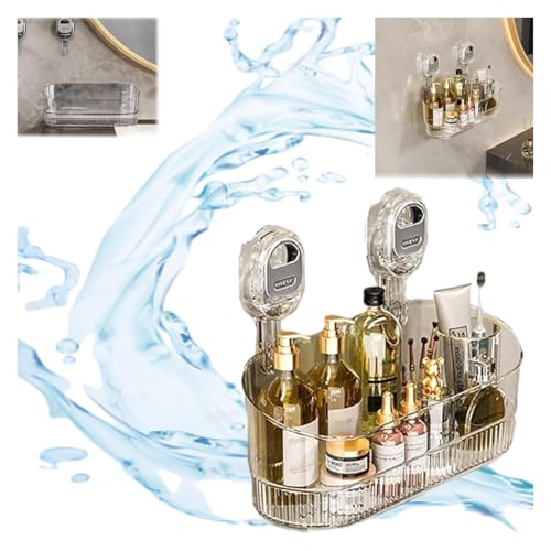 UGZPWQLNX Dusche-Tank Saugstoff, Badezimmer-Aufbewahrungsbox mit Saugnapf ohne Bohren, Mehrfarbig(Gold) von UGZPWQLNX