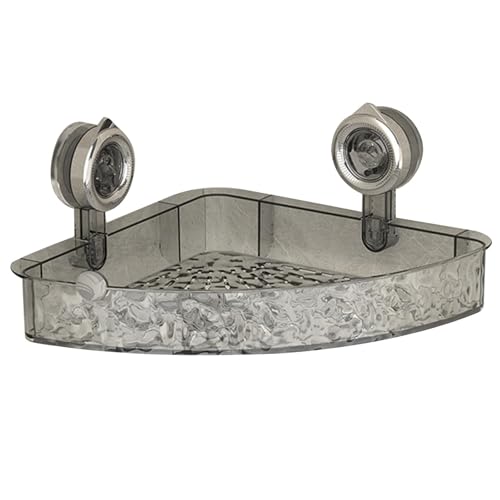 UGZPWQLNX Dusche-Tank Saugstoff, Eckregal mit Saugnapf, ohne Bohren, hoher Zaun, transparenter Abflussboden, grau/transparent, mehrere Größen(Clear,B) von UGZPWQLNX